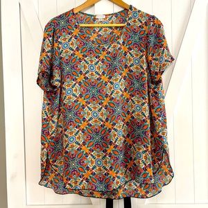 Colorful print blouse top
